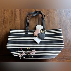 Betsy Johnson Striped Black and White Tote Bag